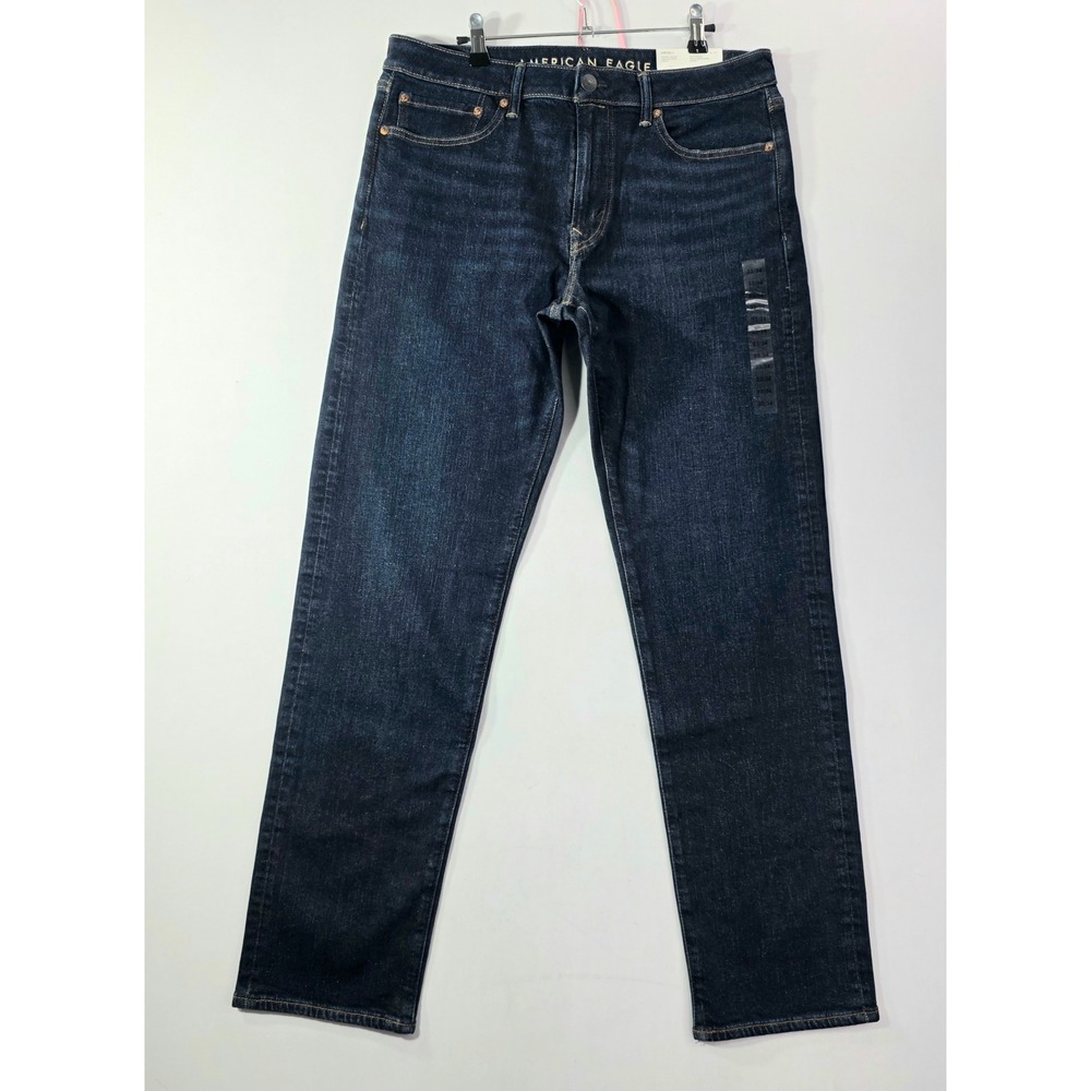 American Eagle Mens Airflex+ Original Straight Jeans Dark Rich Indigo 33x34 NEW